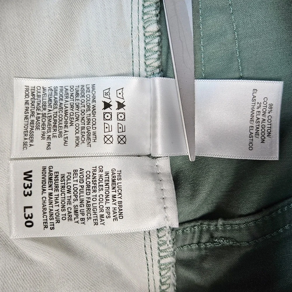 $99 Lucky Brand 410 Athletic Straight Pants Mens 33x30  Green Advanced Stretch
